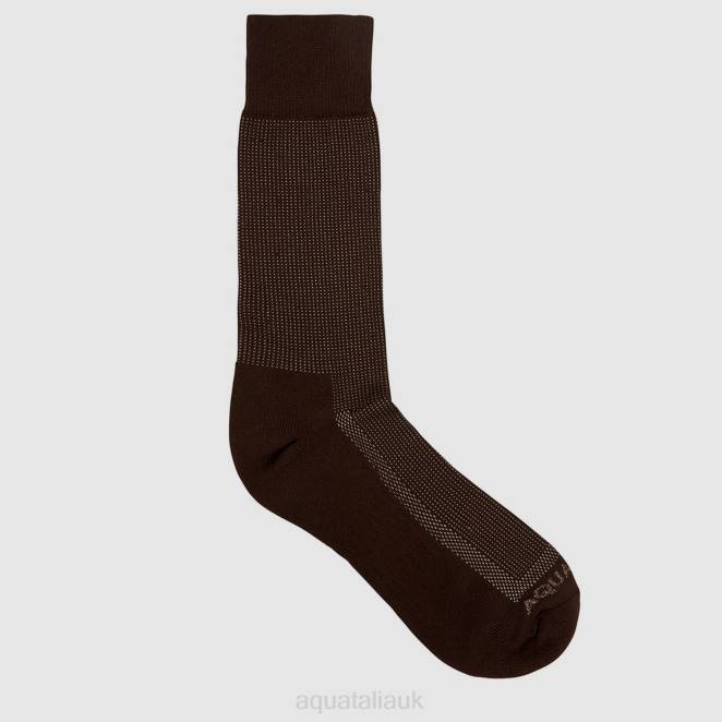 Accessories Men Aquatalia 860T401 PINDOT KNIT BLEND SOCK BROWN/KHAKI - Image 1
