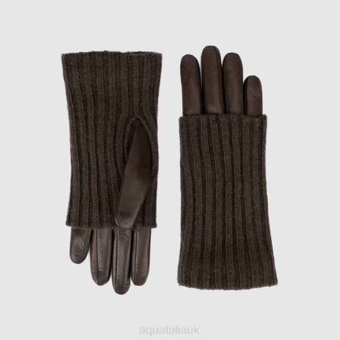 Accessories Women Aquatalia 860T367 SWEATER CUFF GLOVE BROWN
