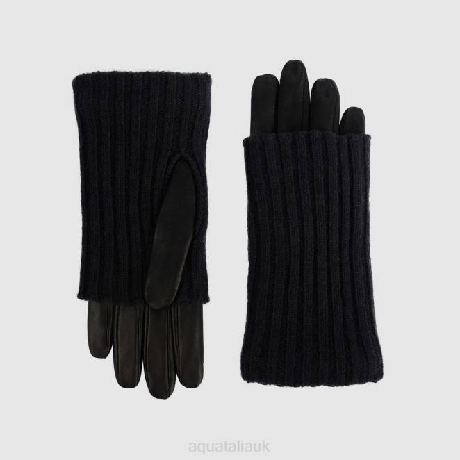 Accessories Women Aquatalia 860T368 SWEATER CUFF GLOVE BLACK