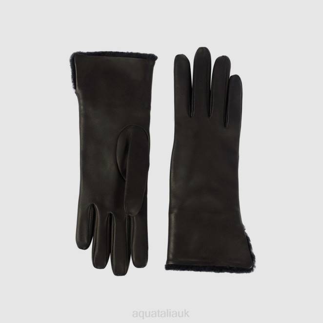 Accessories Women Aquatalia 860T375 SHEARLING CUFF GLOVE BLACK