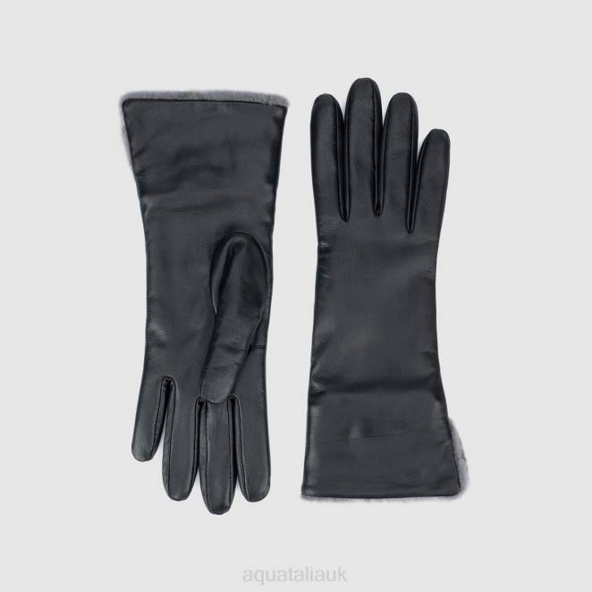 Accessories Women Aquatalia 860T376 SHEARLING CUFF GLOVE CHARCOAL