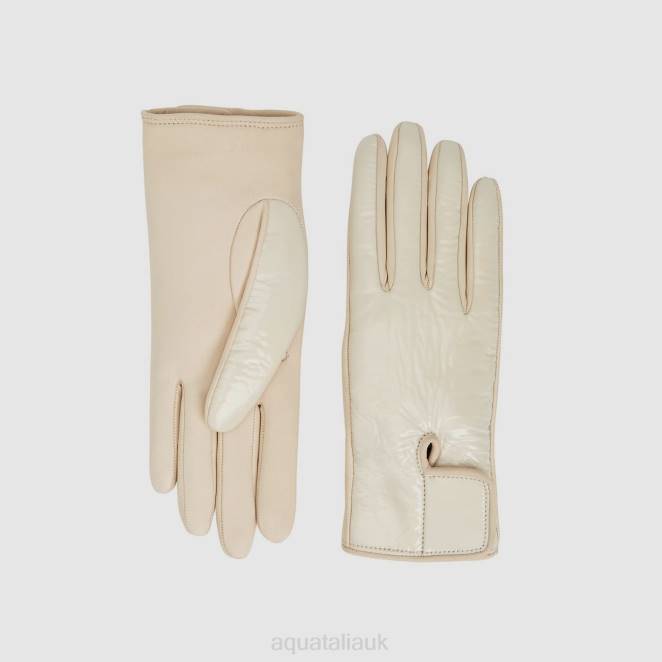 Accessories Women Aquatalia 860T378 PATENT LEATHER GLOVE TAUPE